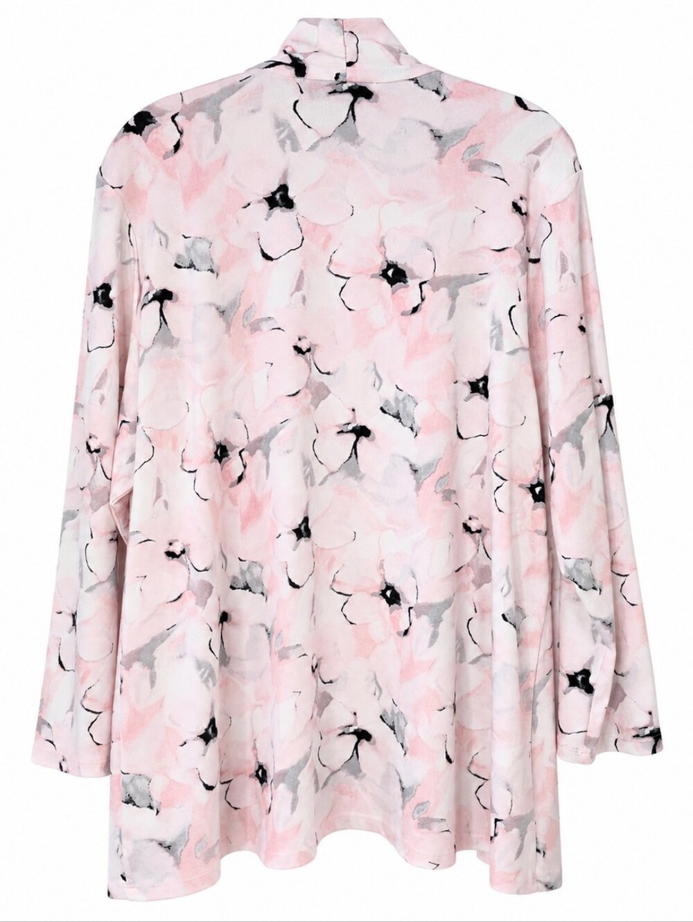 Kasper Floral Watercolor Open Front Cardigan Lightweight Blush Pink Plus Size 1X - Picture 2 of 11